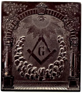 Union Case en relief aux symboles maçonniques,   Ambrotype d'un homme médaillé - Picture 1 of 10