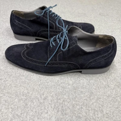 Мужские туфли BOSS Hugo Boss размер 10 темно-синие замшевые с кончиком крыла 50211002 натуральная резина - Изображение 1 из 4