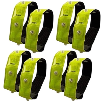 8 LED   Reflektorbänder    mit Klettverschluss Blink und Dauerlicht siehe Video - Bild 1 von 4