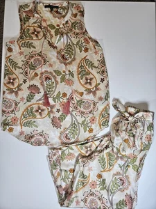 Harve Benard Loungewear Set Womens Small Paisley Tank Top Wide Leg Pants Boho - Picture 1 of 7