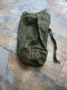 Vintage US Army Military Duffel Bag Large Olive Green Cotton Canvas - Bild 1 von 4