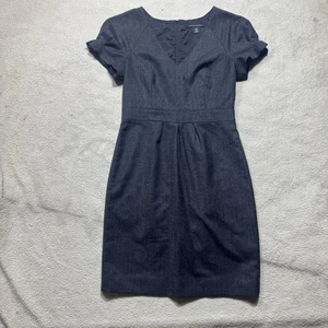 Banana Republic Kleid 4 Petite dunkelgrau Stretch Etui Wollmischung V-Ausschnitt gefüttert - Bild 1 von 12