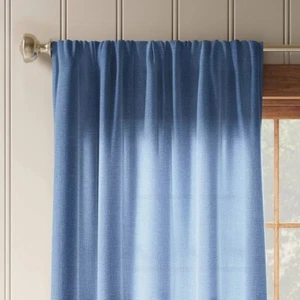 Threshold Solid Farrah Light Filtering Rod Pocket Curtain Panel 54x63" Blue* - Picture 1 of 5
