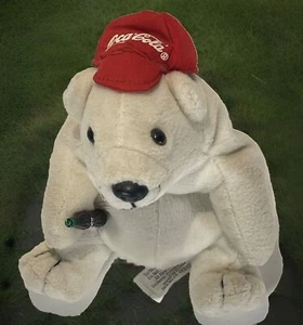 Coca-Cola Plush Polar Bear 1997 Red Basebal Cap Coke Bottle with Tags #0111 Vtg - Picture 1 of 13