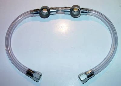 Norton Commando 1968-77, conjunto de línea de combustible transparente con accesorios de acero inoxidable. Reino Unido Foto 1 de 4