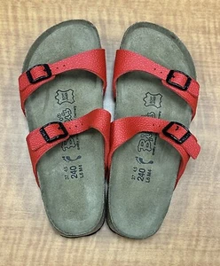 Birki's Birkenstock Sydney Womens Size 37 Red Sandals Two Straps Black Buckles - Picture 1 of 13
