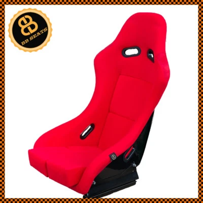 BB5 RED Large Size Fixed Fibreglass Racing Bucket Seat + Side Mounts & Runners  - Image 1 of 4