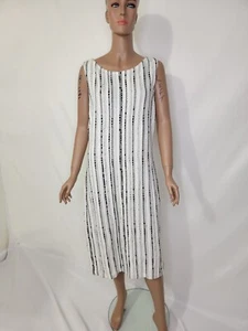 NEW ST. JOHN BEAUTIFUL BOUCLE TWEED FRAY DRESS (WHITE MULTI) SIZE- 14 - Picture 1 of 12