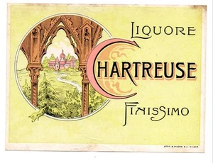 ETICHETTA LIBERTY LABEL LIQUORE HARTREUSE DISTILLERIA LIQUORI 0FF RICORDI MILANO - Picture 1 of 1