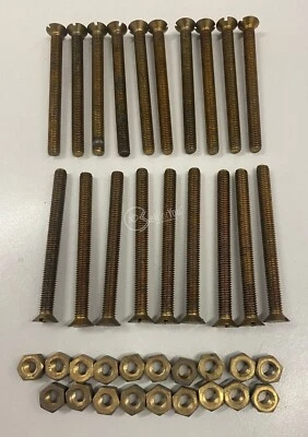 Lotto di 19 viti svasate con taglio in ottone + dado 70x5mm cod. 1058 ferramenta - Immagine 1 di 2