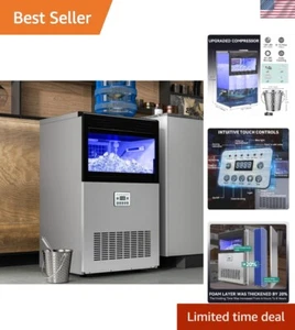 Efficient 120LBS/24H Commercial Ice Maker - Stainless Steel Freestanding Unit - Picture 1 of 10