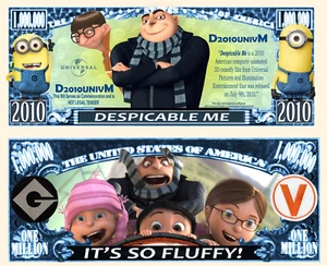 MOI MOCHE et MECHANT ! BILLET MILLION DOLLAR US! MINIONS Collection dessin animé - Photo 1/1