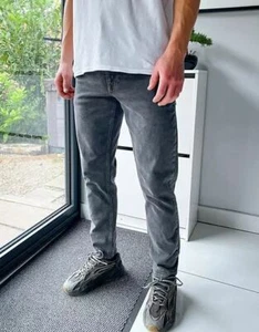 Asos Design Herren Jeans Hose schmal verwaschen tapered grau W32 L32 - Bild 1 von 2