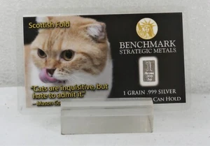 SILVER 1/15 GRAM 999 FINE BAR SCOTTISH FOLD KITTY CAT LOVER SERIES A19 - Picture 1 of 5