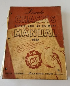 1952 Lincoln Chassis Repair and Adjustment Manual Original Vintage - Picture 1 of 8