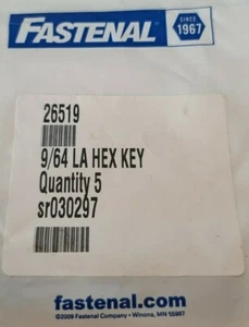 5pc Hex Key Allen Wrench 9/64 Long Arm- Fastenal Industrial - Picture 1 of 2