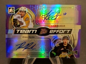 2014-15 In The Game Metal Dual Prismatic Purple #TE-2 Kale Clague Ryan Pilon 1/5