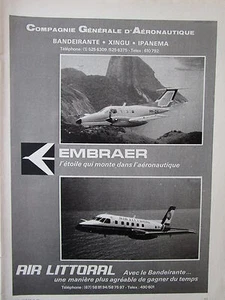 11/1977 PUB 2 SEITEN CGA EMBRAER 110-P2 BANDEIRANTE AIR LITTORAL FRANZÖSISCHE ANZEIGE - Bild 1 von 2