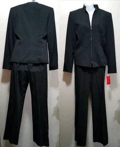 ๐๐ Jones NY A Line Black Zipper Front 2 Pc Pants Suit NWT~ 4 M3020 - Picture 1 of 12