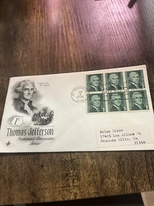 Scott #1278 Thomas Jefferson First Day Issue Plus Plate Block1968 One Cent Stamp - Picture 1 of 3