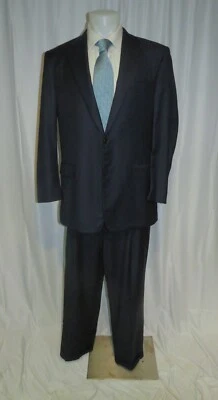 Hickey Freeman Loro Piana Super 130 Dillards Blue Stripes Two Button Suit 44L - Image 1 of 4