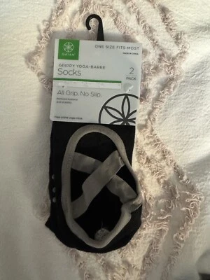 New - Gaiam Grippy Yoga-Barre Socks - One Size Fits Most - Black/Grey - 2 Pack - Image 1 of 2