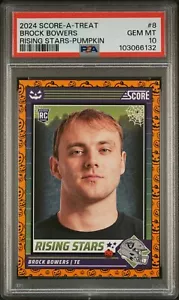 2024 Panini Score-A-Treat Rising Stars #8 Brock Bowers Pumpkin PSA 10 GEM ROOKIE - Picture 1 of 2