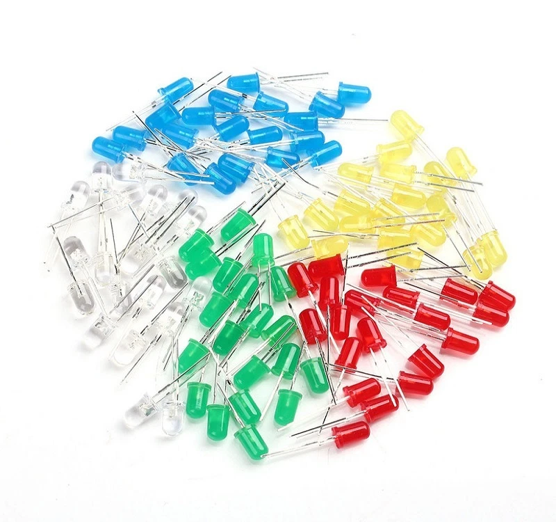 KIT 50 DIODOS LED DE 5mm DE 5 COLORES DISTINTOS LED DIODES KIT FOR ARDUINO PCB - Imagen 1 de 1
