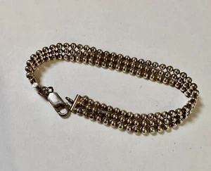 Vintage 925 Sterling silver Three Row Ball Chain Bracelet 17.59g, 7" - Picture 1 of 7