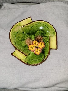 Plato/cenicero Lilly Pad vintage pintado a mano CICO mayólica Alemania  - Imagen 1 de 7