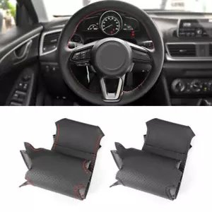 Black Leather Steering Wheel Trim Cover For Mazda 3 Axela 6 Atenza CX-3 CX-9 CX5 - Picture 1 of 14
