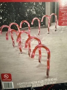Christmas Candy Cane Pathway Makers Lights, 10 Inch Set of 10 Candy Canes Lights - Picture 1 of 4