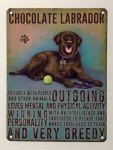 Chocolate Labrador SML - Tin Metal Wall Sign - Picture 1 of 1