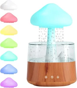 Rain Cloud Lamp Mushroom Air Humidifier Diffuser Raindrop Sound 7 Color Lights - Picture 1 of 34