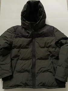 DKNY Puffer Coat Men's 2XL Green Colorblock Shawn Quilted Mixed Media Hooded - Picture 1 of 10
