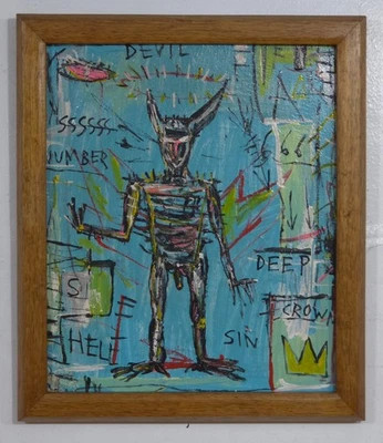 JEAN MICHEL BASQUIAT ACRÍLICO SOBRE LIENZO 1982 CON MARCO EN BUEN ESTADO Foto 1 de 4