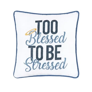 Too Blessed Embroidered Small/Petite Accent Pillow, 10" x 10" - Picture 1 of 3