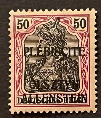 Sellos de viaje: Sellos plebiscito de Alemania ALLENSTEIN OP 50pf como nuevos MOGH ** ¡FIRMADOS! Foto 1 de 4