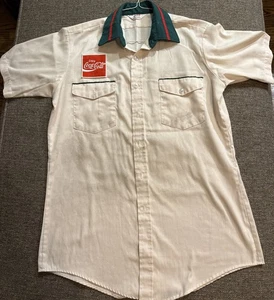 Camisa de Trabajo Uniforme Coca Cola Años 70 De Colección Unitog Talla 15-15 1/2 M/S Roja/Verde - Imagen 1 de 12