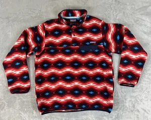 Patagonia Womens Synchilla Snap T Fleece Pullover Red Wild Desert Aztec Large - Picture 1 of 6