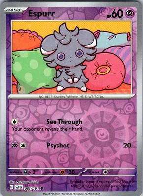 Espurr Reverse Holo 084/191 SV08: Surging Sparks Common - NM - Image 1 of 2