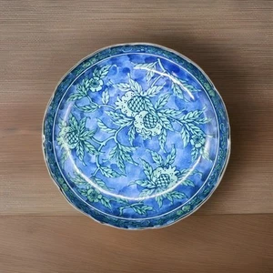 Mino Ware Seido-gama Porcelain 10in Pottery Bowl Blue Green - Picture 1 of 13