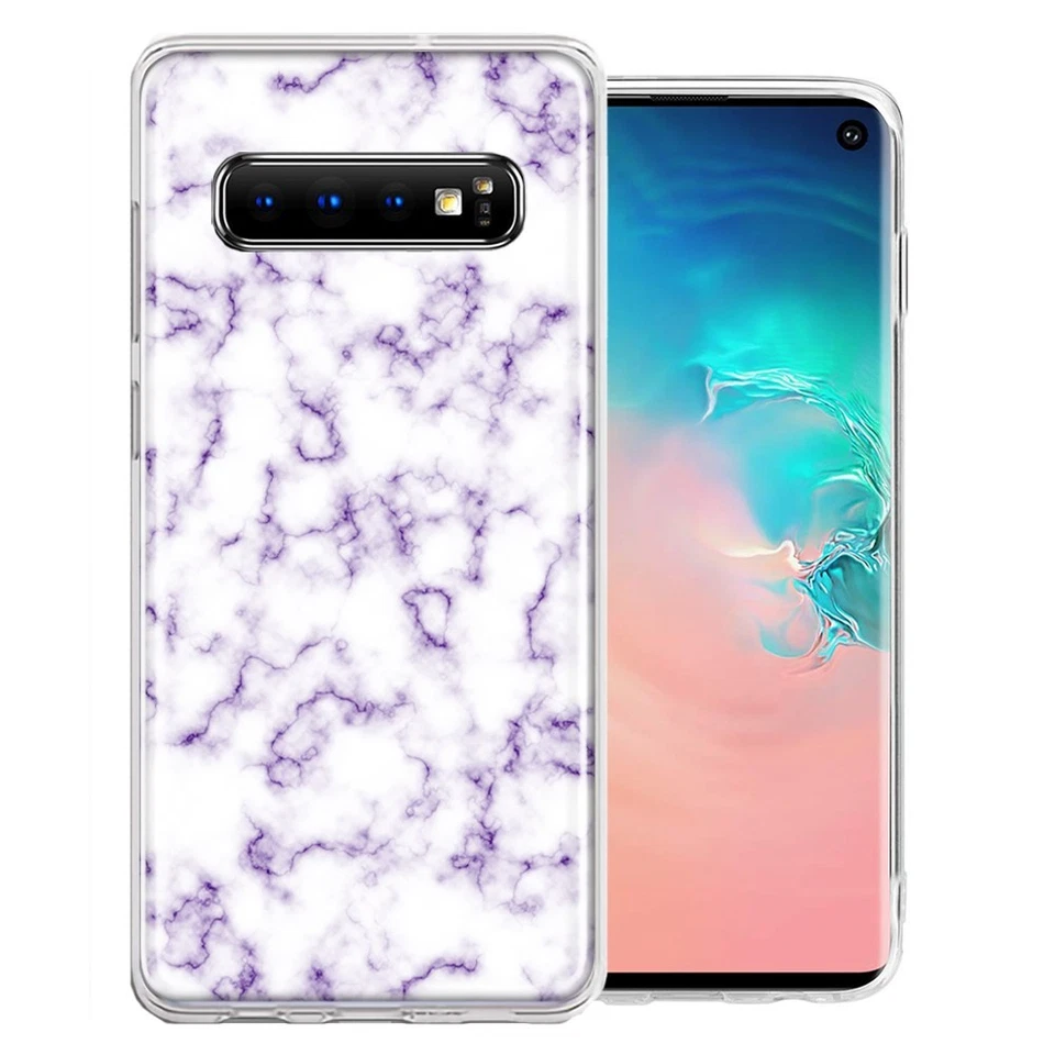 For Samsung Galaxy S10 Purple Marble Design Double Layer Phone Case Cover - Image 1 of 1