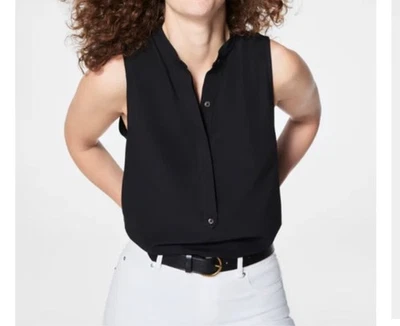 Блузка поповер Spanx беззаботная креп непоказывающееся покрытие черная женская большой размер 3X - Изображение 1 из 4