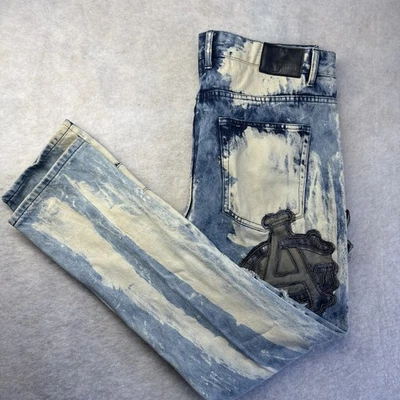 Pantalones de mezclilla ajustados bordados con retazos desgastados Imperious vintage Y2K talla 38x32 Foto 1 de 4