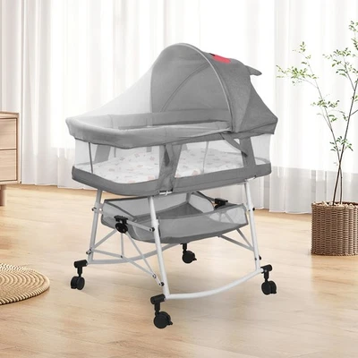 Babybett Beistellbett Reisebett Babywiege Stubenwagen Tragbar Klappbar mit Rolle - Bild 1 von 4