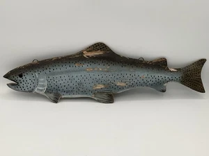 Hand Painted Wood Trout Replica Realistic Wildlife Art Wall Hanging 19” Long - Picture 1 of 9
