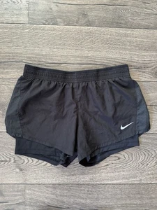 Nike Running Shorts Womens Medium Black Logo Lined Run Comfort Jogging Dri Fit - Picture 1 of 12