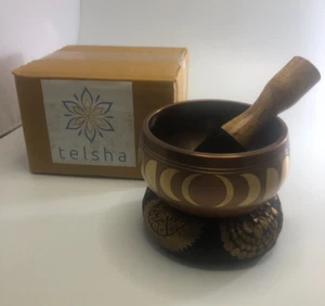 Telsha Meditative Deep Singing Bowl with Mallet and Cushion brass yoga studio - Picture 1 of 5