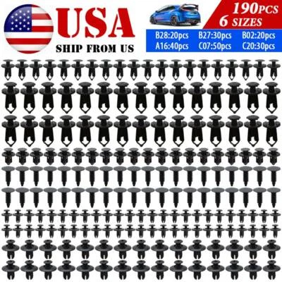 190Pcs Car Body Fastener Plastic Trim Clips Push Rivets Auto Panel Fender Retain Foto 1 de 4